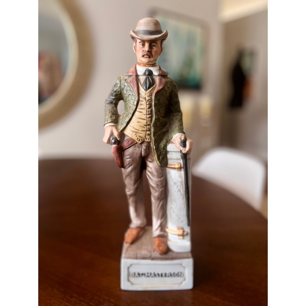 McCormick Bat Masterson Decanter 1977 Porcelain Americana Gunfighter Green EXCL
